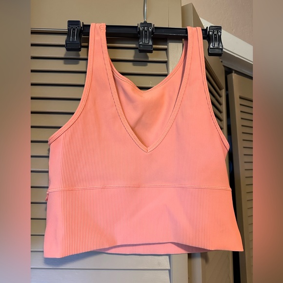 Lululemon bright orange crop top & sports bra - Picture 2 of 3